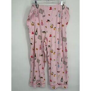 BedHead PJs Pink Brunch Print Pajama Pants Womens 3X Pockets Champagne Whimsical